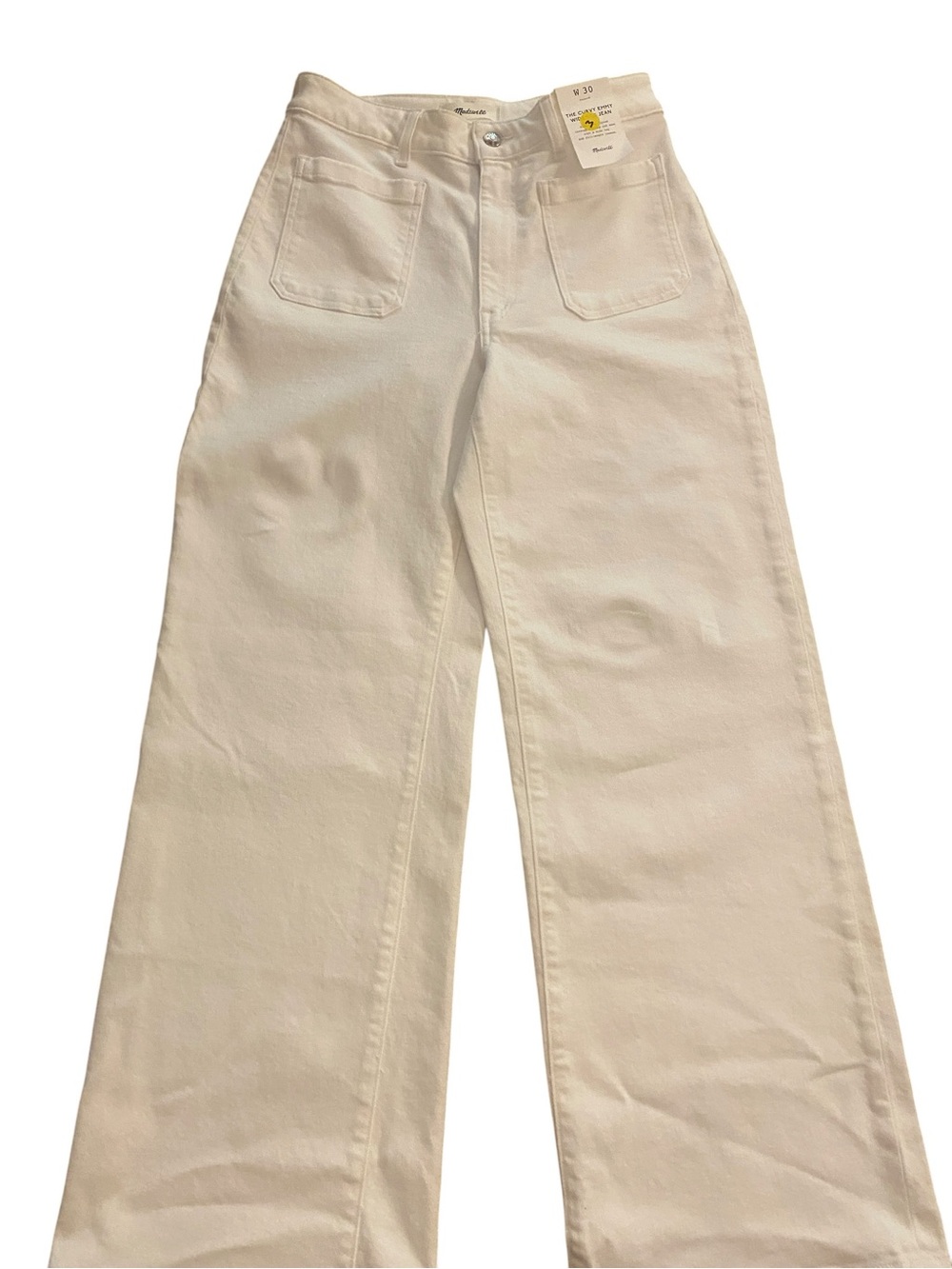 Madewell Women’s White Curvy Emmy Wide Leg Jeans Pockets New Size 30
